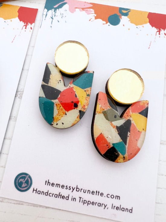 Colourful Mosaic Large Stud Drops