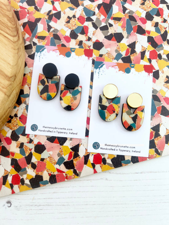 Colourful Mosaic Large Stud Drops