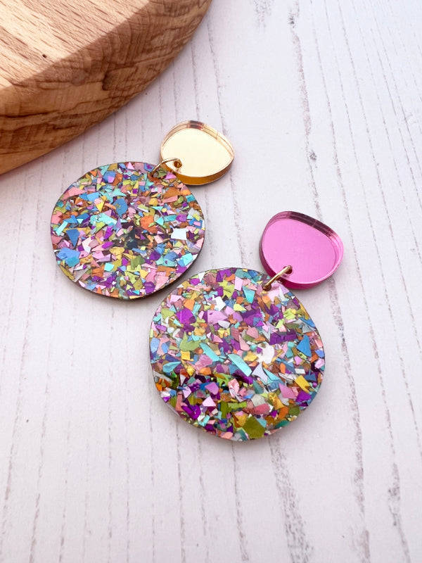 Load image into Gallery viewer, Sparkly Disco Dot Earrings in 3 New Colourways
