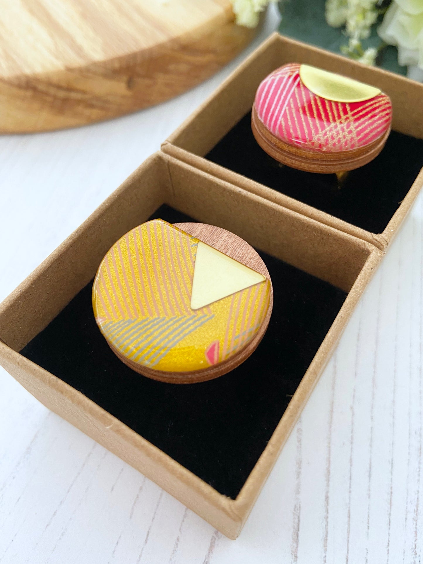 Ring & yellow large wood fashion rings 