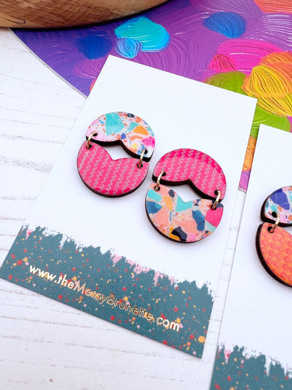 Curved Petal Statement Stud Dangles | Oranges and Pinks