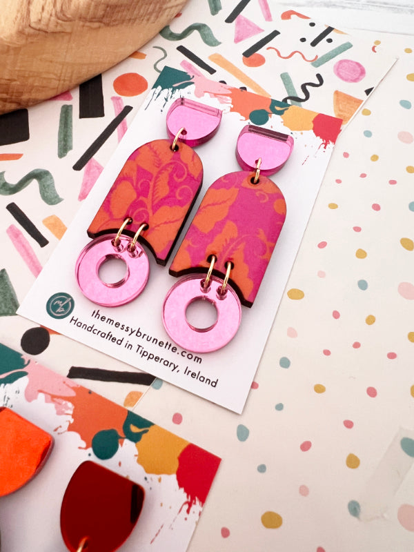 Colour Clash Orange & Pink Earrings