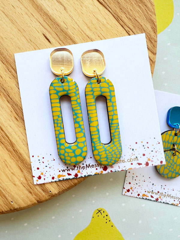 Blue and Yellow Statement Earrings | 2 Styles