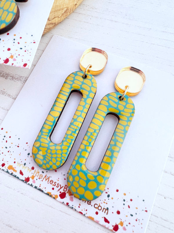 Blue and Yellow Statement Earrings | 2 Styles