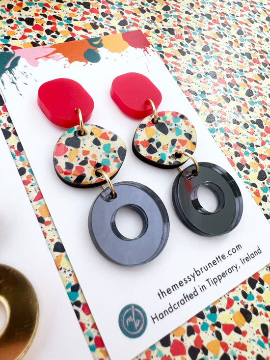 Mini Terrazzo Style Pebble Circle Drops in 2 Styles