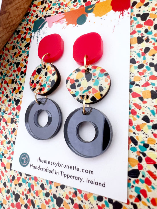 Mini Terrazzo Style Pebble Circle Drops in 2 Styles