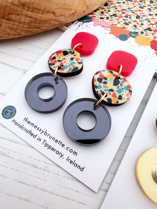 Mini Terrazzo Style Pebble Circle Drops in 2 Styles