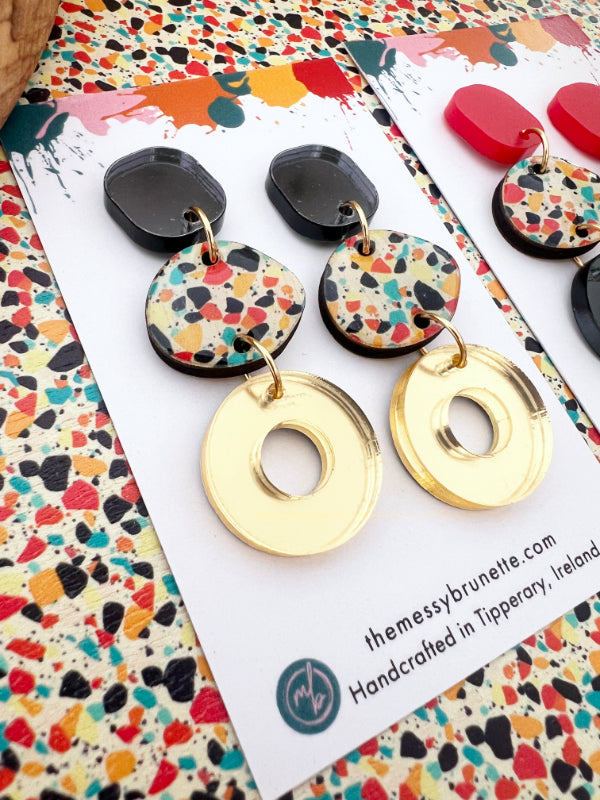 Mini Terrazzo Style Pebble Circle Drops in 2 Styles