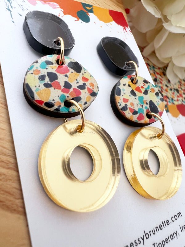 Mini Terrazzo Style Pebble Circle Drops in 2 Styles