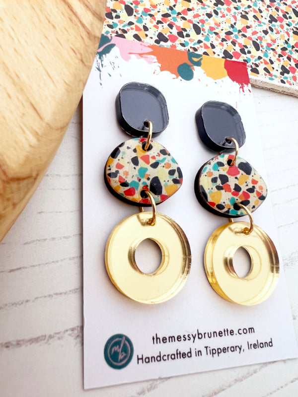 Mini Terrazzo Style Pebble Circle Drops in 2 Styles