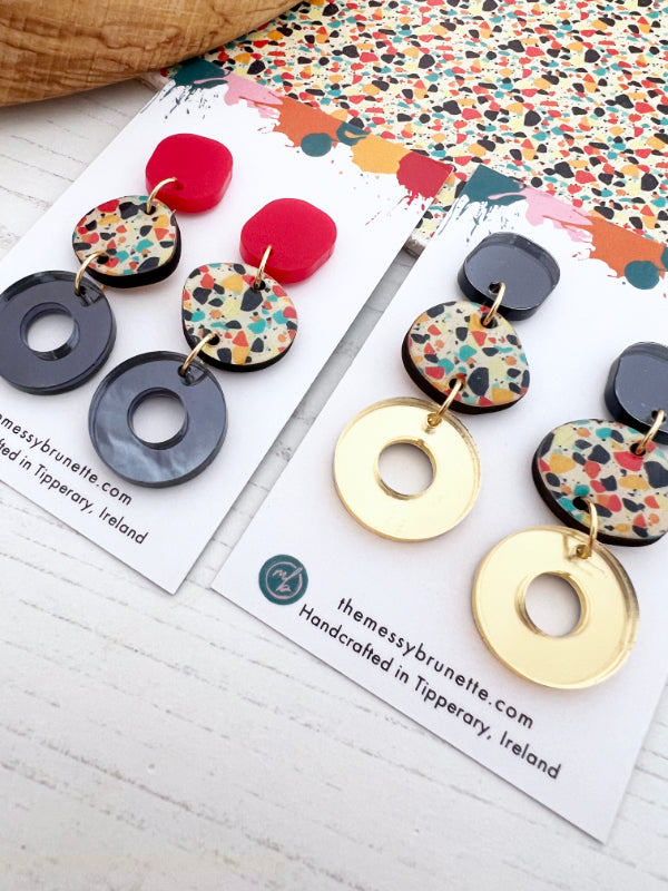 Mini Terrazzo Style Pebble Circle Drops in 2 Styles