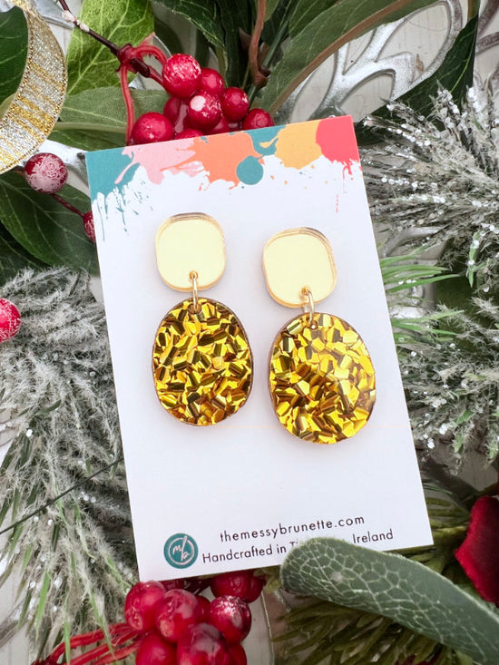 Jewellery Gift Set | Multi-Coloured Disco Circles & Gold Nugget Pebble Drops