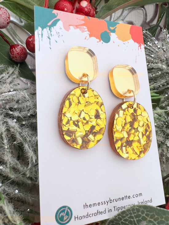 Jewellery Gift Set | Multi-Coloured Disco Circles & Gold Nugget Pebble Drops