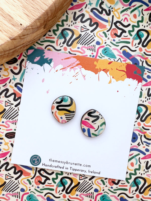 Colourful Abstract Stud Earrings