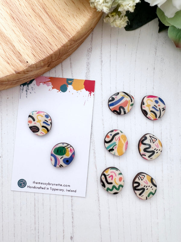 Colourful Abstract Stud Earrings