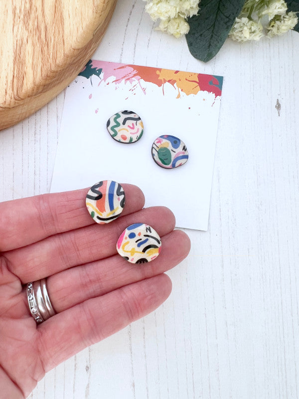 Colourful Abstract Stud Earrings