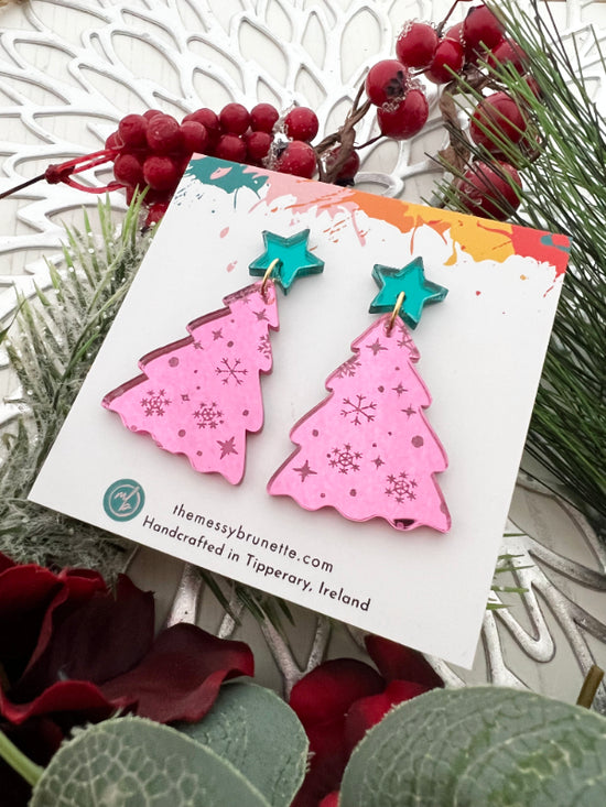 Festive Christmas Tree Dangle Earrings