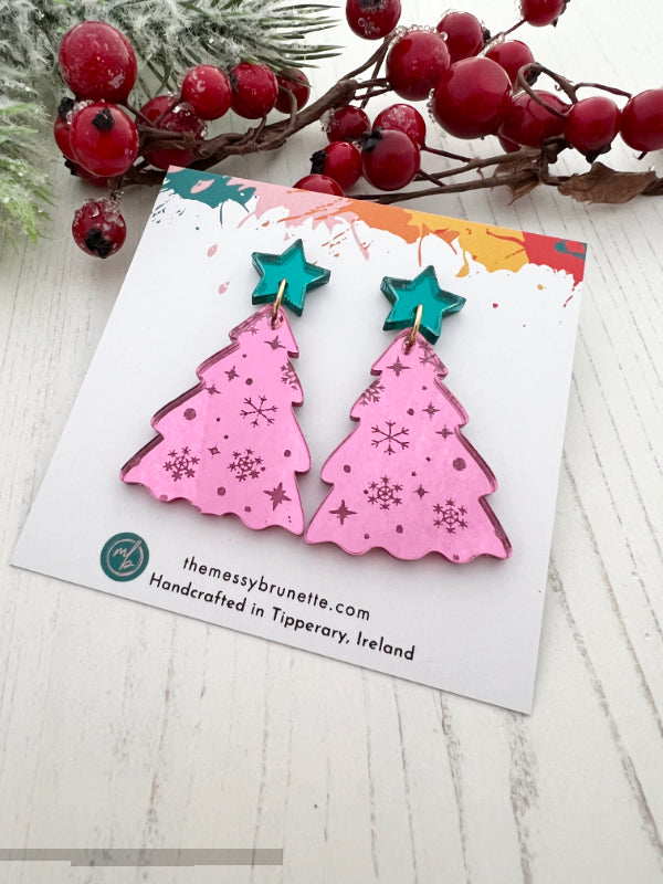 Festive Christmas Tree Dangle Earrings