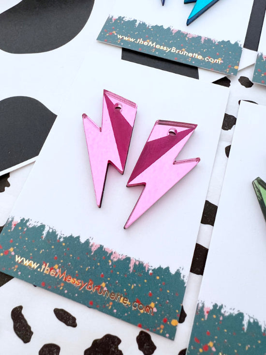 Pink Bolt Hoop Earrings