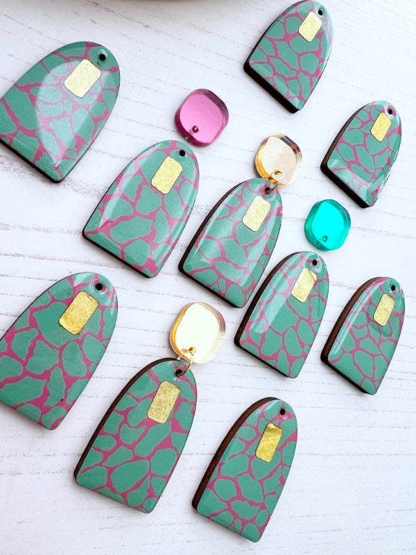 Safari Print Green and Pink Earrings in 2 Styles