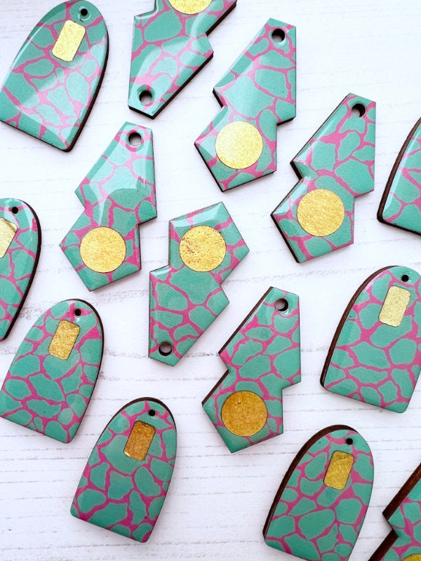 Safari Print Green and Pink Earrings in 2 Styles