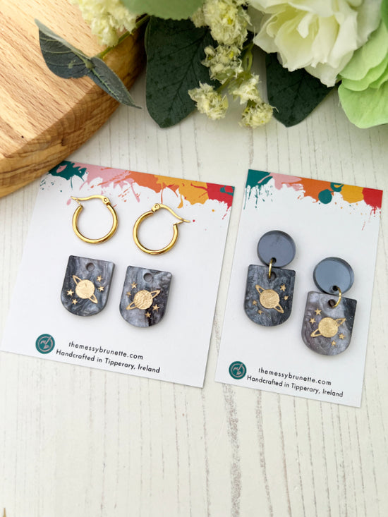 Load image into Gallery viewer, Planet Earrings on Hoops or Studs
