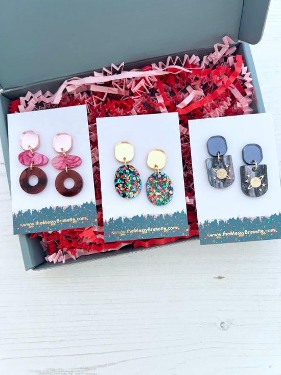 Jewellery Gift Set | Party Glitz, Open Circle Pebble and Planet Earrings