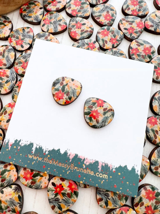 Christmas Poinsettia Stud Earrings