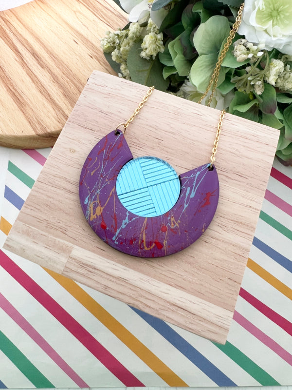 Multi Colour Violet Splash Statement Necklace