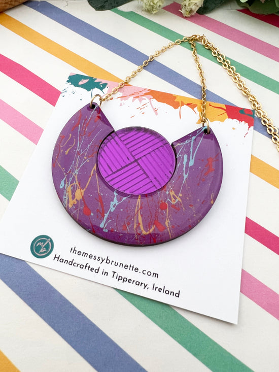 Multi Colour Violet Splash Statement Necklace
