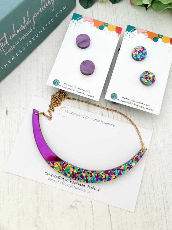 Load image into Gallery viewer, Confetti Necklace and Stud Earring Jewellery Gift Set
