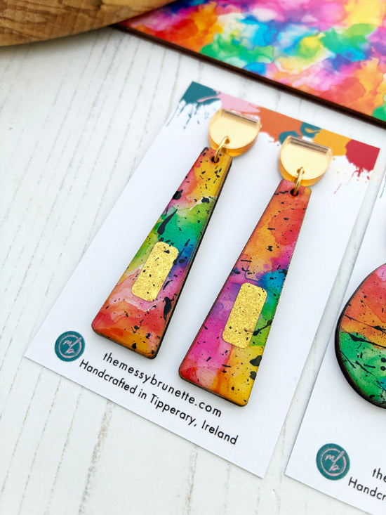 Alcohol Ink Rainbow Earrings in 2 Styles