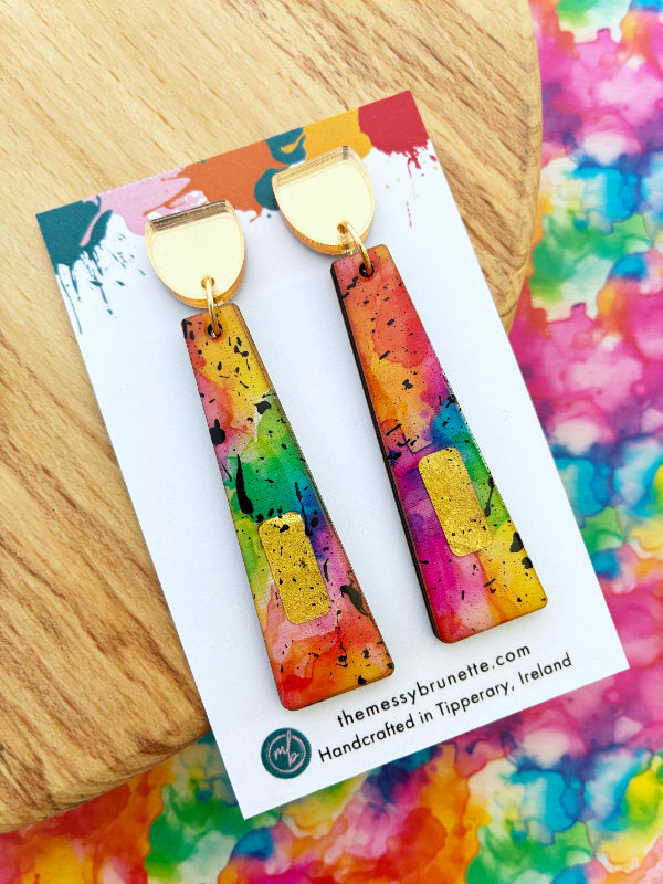 Alcohol Ink Rainbow Earrings in 2 Styles