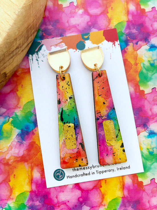 Alcohol Ink Rainbow Earrings in 2 Styles