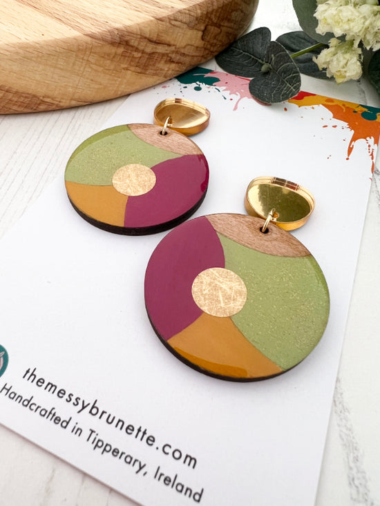 Painted Circle Earrings in 3 Styles