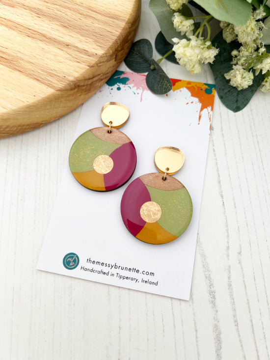 Painted Circle Earrings in 3 Styles