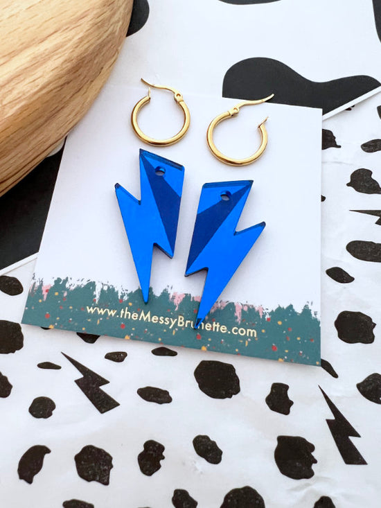Royal Blue Bolt Hoops Earrings