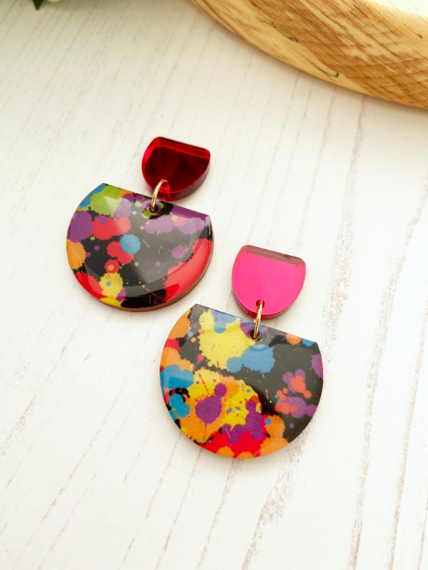 multi-coloured-splatter-dangle-earrings-the-messy-brunette-jewellery-ireland