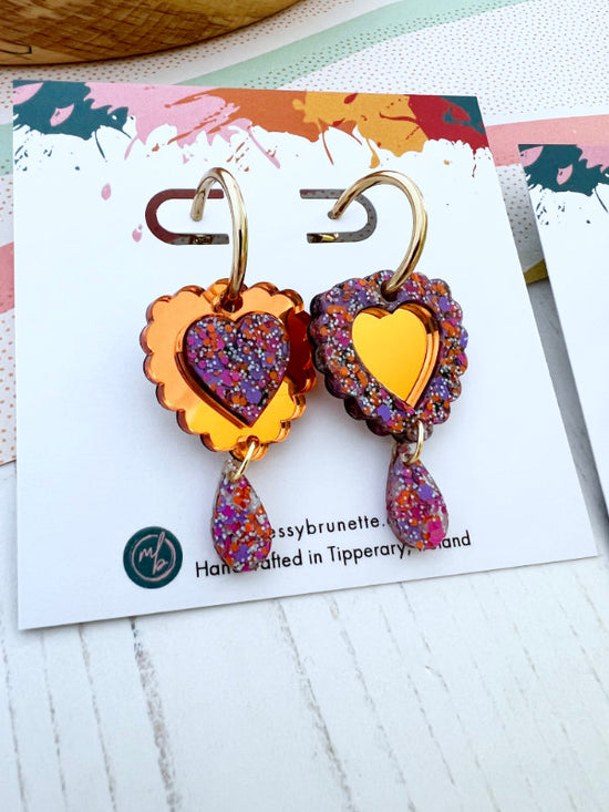 Scallop Heart 'Opposites' Statement Earrings in 2 Styles