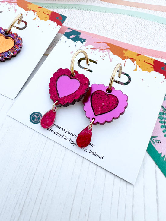 Scallop Heart 'Opposites' Statement Earrings in 2 Styles