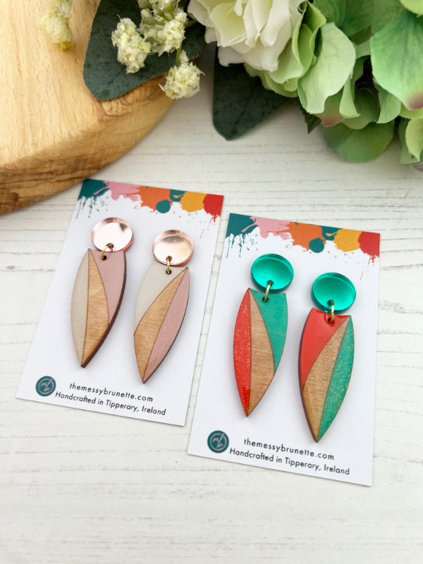 2 Tone Painted Earrings in 2 Styles