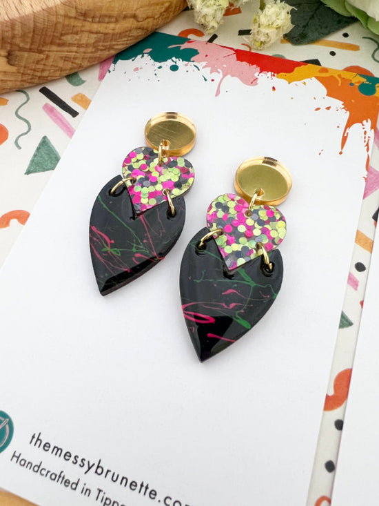 Glitzy Stacked Heart Earrings in 2 Styles