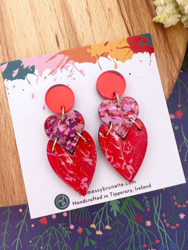 Heart Drop Earrings in 2 Styles