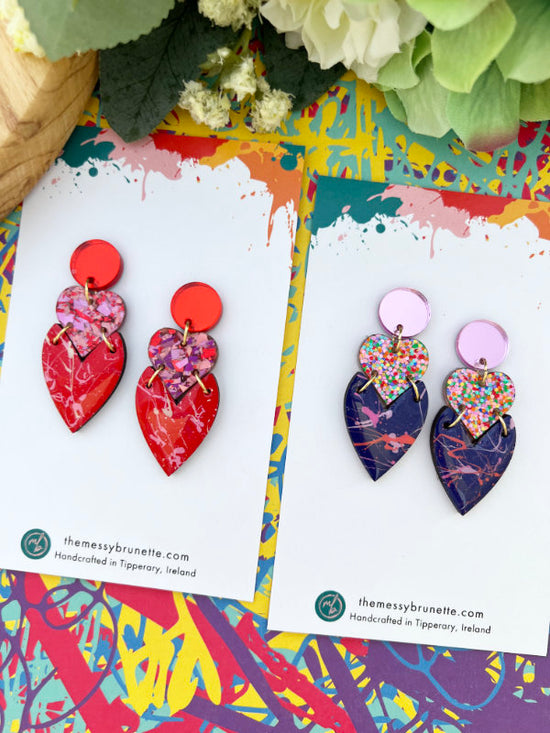 Heart Drop Earrings in 2 Styles