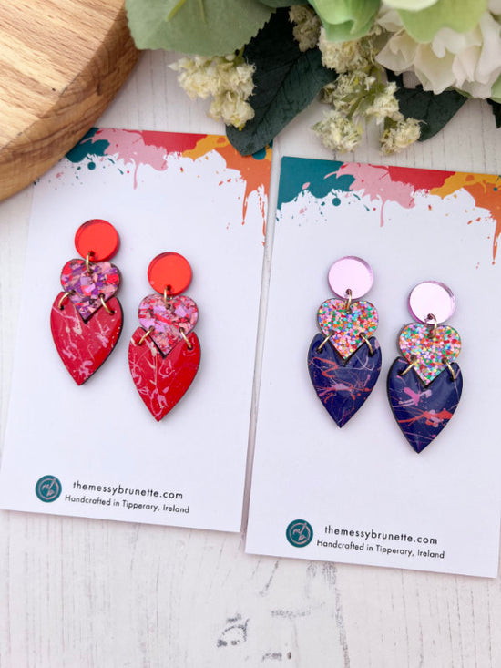 Heart Drop Earrings in 2 Styles