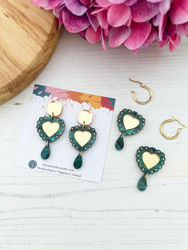 Heart Drop Earrings in 2 Styles