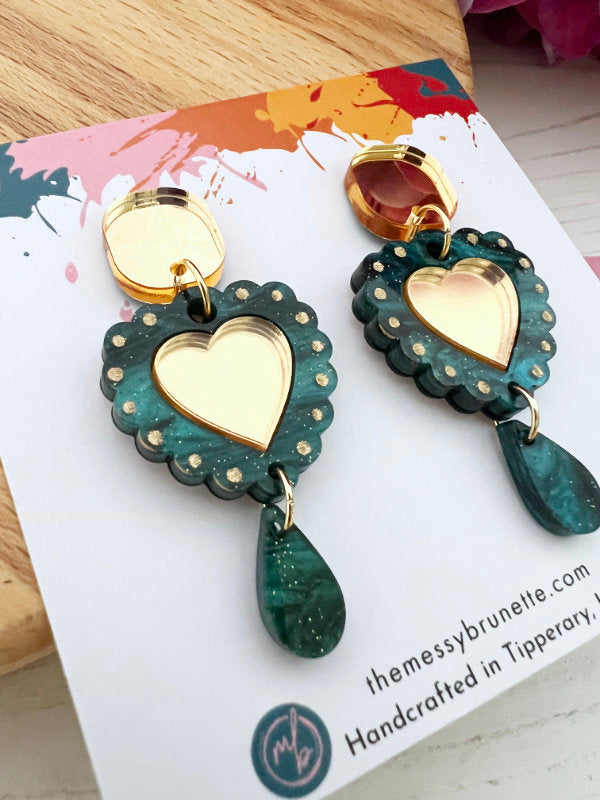 Heart Drop Earrings in 2 Styles