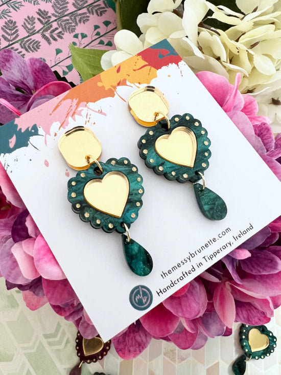 Heart Drop Earrings in 2 Styles