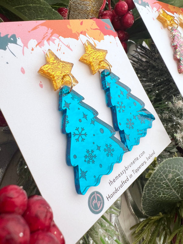 Festive Christmas Tree Dangle Earrings