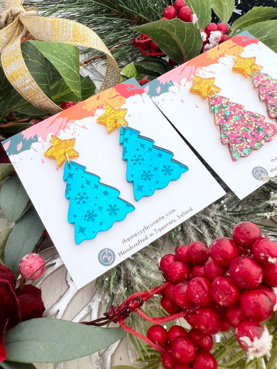 Festive Christmas Tree Dangle Earrings